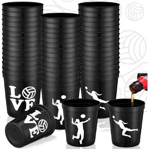 Zhehao 30 Pcs Sport Ball Plastic Cups Hockey Football Basketball Plastic Cups Bulk Reusable Drink Cups 16 oz Stadium Cups Stackable Sports Cup for Sport Party Supplies (Orange,Football)