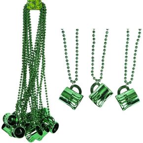 GIFTEXPRESS Beer Mug Charm Bead Necklaces - 12 Piece Party Favor Beads for Men, Women & Kids - 33" Long Plastic Decoration Beaded Necklace - Bulk Pendant Accessories for St. Patricks Day, Mardi Gras & Christmas