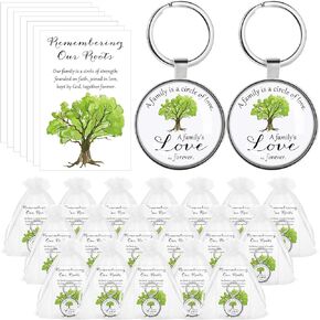 Misdary Family Reunion Favors Family Keychain Love Keychain Family Tree Keychain with Cards and Organza Bags