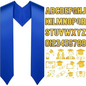 Thiccywoov Graduation Stole 2024 Grad Shawl Strap with a to Z Letters 0 to 9 Graduation Pattern Patch for Unisex, 60'' Long