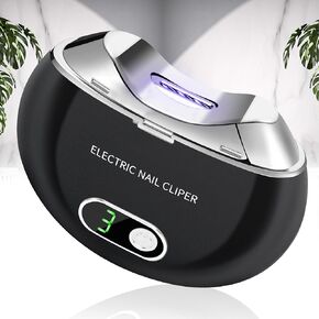 Automatic Electric Nail Clipper with 3-Speeds Levels and Nail Clip Storage, LCD Digital Display, USB Rechargeable Safety Electric Nail Trimmer Suitable for Babies,Children, Adults and Seniors (Black)
