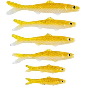 Banjo Minnow Yellow Minnows + Lifelike Lure for All Fish + Durable Material That Catches Fish + Freshwater & Saltwater Fishing Lure + Hooks & Anchors