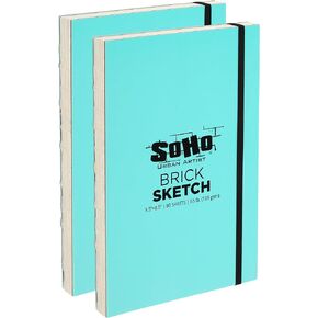 SoHo Urban Artist Brick Sketchbook Journals for Sketching, Drawing, Colored Pencils, Graphite, and More - Black 5.5"x5.5" (150 GSM, 80 Sheets)