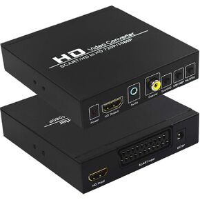 SCART to HDMI, TAIPOXUN Scart Converter Video Audio Box, HD Video Converter Scart to HDMI Adapter with PAL/NTSC Video Scaler, 1080P/720P Support HDMI, 3.5mm Coaxial Audio Out for TV and DVD Player