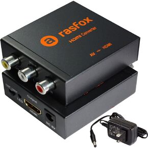 Rasfox High-End Composite to HDMI Converter, 1080P/720P, Metal Box, 1 Year Warranty
