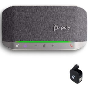 مكبر صوت Poly SYNC 20 USB-C - حزمة Globa Teck العالمية مع شاحن عالمي - لبث الصوت/الفيديو، والتعلم عن بعد، والعمل عن بعد، والمدرسة، وتطبيقات المؤتمرات - Zoom، Webex، Meet، Teams