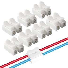 FULARR 68Pcs CH2 Premium Spring Wire Connectors, Quick Spring Connector, Electrical Cable Clamp Terminal Block Connector, LED Strip Light Wire Connecting –– White