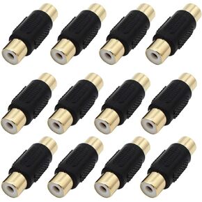AIMHDUTY RCA Coupler 12-Pack, RCA Female to Female Adapter Gold Plated for RCA Cable Extension, Phono, Speaker, RCA Cable, Amplifier