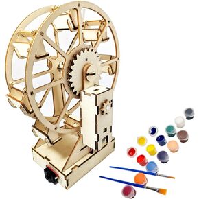 Electric Wooden Ferris Wheel Building Kit - DIY STEM Educational Toys for Girls and Boys - 3D Working Construction Scientific Model Kits - Engineering Assembly Project for Kids, Teens & Adults