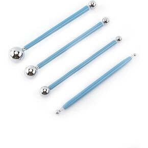 4 Pcs Modeling Ball Tools Double Ended 8 Ball Stainless Steel Dotting Modeling Tools Clay Indentation DIY Ceramics Pottery Carving Tool Embossing Sculpting Set