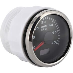 FOKH Digital Tachometer, 52mm/2in 6000Rpm Tachometer LCD Display Tachometer Gauge Waterproof Simple Installation Small Engine Tachometer for Car Motorcycle Engineering Machinery Outboard Engine