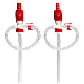 TERA PUMP Manual Portable Fuel Transfer Pump, 2.2ft Discharge Hose, Build-in clip on the nozzle, Easy & Durable Siphon Pump, Transfers at 3 GPM, 3PK of Adapters included (2 Pack)