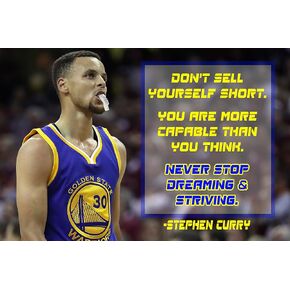 Stephen Curry Poster Quote Cool Golden State Warriors Steph Curry Quotes Posters Basketball Sports Décor Coaching Wall Art Growth Mindset Teacher Educational Teaching Learning Mindsets Quotes P058