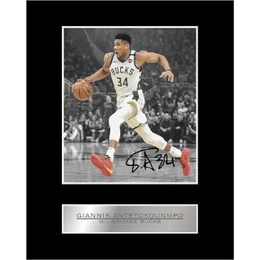 iconic pics Giannis Antetokounmpo Print Signed Mounted Photo Display #01 Printed Autograph Picture Print