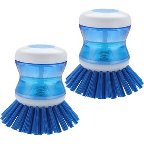 Dish Brush with Soap Dispenser for Dishes Pot Pan Kitchen Sink Scrubbing, Black 3pcs