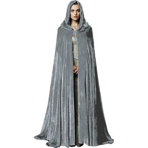 عباءة مخملية فاخرة للبالغين من UQJE مع غطاء رأس لمصاصي الدماء من القرون الوسطى للجنسين - رمادي in Kuwait