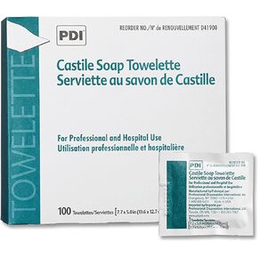 PDI D41900 Castile Soap Towelette, Case, 10 Boxes, 1000 Towelettes,