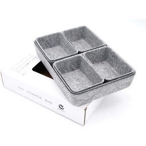 Welaxy Office Drawer organizers felt storage bins Shallow Small Desk trays Draw dividers Nordic Lifestyle Natural Scandinavian-chic style 7-piece (Oatmeal)