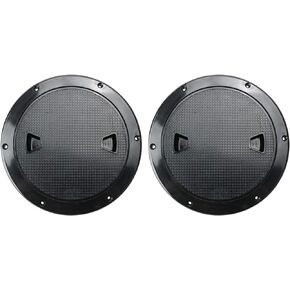 Amarine Made 2 Pack of Boat Round Non Slip Inspection Hatch,Detachable Cover and Pre-drilled Holes in Deck Plate Easily to Install (7" Black)