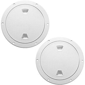 2 PCS White Access Hatch Cover Screw Out Deck Plate Detachable Cover Round Deck Plate Non-Slip(4'' 6'' 8'')