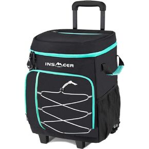 INSMEER Cooler with Wheels, Portable Rolling Cooler - 75 Cans/45L Ice Cooler, Insulated Coolers, Large Travel Cooler for Grocery Shopping
