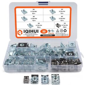 IQIHUI 80PCS Auto Car U-Clip, U Nut Kit Clip Nut Set,U-Shaped Nut M4 M5 M6 M8,for Dash Door Panel Interior, Automobile Motorcycle