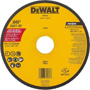 DeWalt DW8062 4-1/2-Inch Diameter by .045-Inch Thick Metal Cutting Abrasive Wheel with 7/8-Inch Arbor