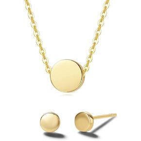 كارلين 14K الذهب نقطة صغيرة بسيطة عملة قلادة طقم من الحلقان الحد الأدنى لذيذ كل يوم غرامة مجوهرات للنساء الفتيات in Kuwait