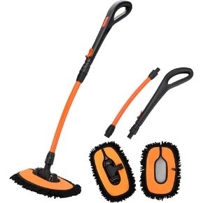 NEZENO Car Wash Brush with Long Handle, Ergonomic 15 ° Curved Extension Pole Handle, Car wash mop with Replaceable Microfiber Chenille Brush Head Car Wash Kit for RV Truck Camper
