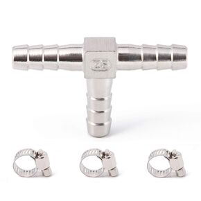 Stainless Steel 1/2" Hose Barb Tee 3 Way T Shaped Co2 Splitter