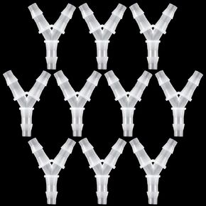 PAGOW 10 Pcs Hose Barb Fitting, 1/4" Plastic Hose Barb Tee 3 Way Y Shape Barbed Fitting for Air Line Tubing Pipe, Oxygen Tubing Pipe, Household Fuel, Gas, Water