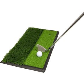 JEF WORLD OF GOLF Fairway and Rough Portable Turf Practice Mat, Green, 12" x 24"