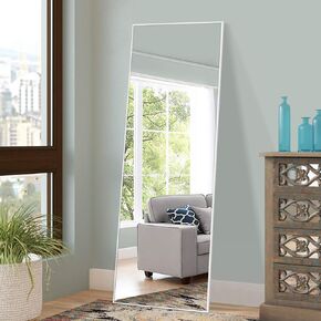 NeuType Full Length Mirror Floor Mirror with Standing Holder Bedroom/Locker Room Standing/Hanging Mirror Dressing Mirror (White)