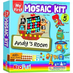 KRAFUN My First Foam Sticker Kit, 5 No Mess Crafting Arts and Crafts for Kids, Animal Craft Kits & Supplies, DIY 600pcs Felt Sticker Creative Activity, Gifts for Boys Ages 3-6