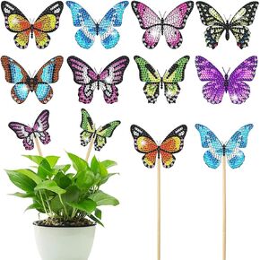 chuangzhi 8 Pcs Butterfly Diamond Art Kits for Adults, Diamond Painting Kits for Outdoor Decor, Garden Porch Balcony Yard Decorations Arts and Crafts for Outside