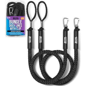 2 PK Dock Bungee Lines for Boats Bungee Dock Line Boat Accessories Marine Grade Boat Rope Boating Accessories Bungee Boat Dock Lines Jet Ski or PWC with or Without Clip Mooring Boat Lines & Dock Ties