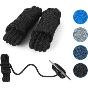 Dock Lines 20' x 1/2" Double Braided Marine Mooring Ropes 4 Pack, Boat Ropes for Docking with 12'' Eyelet Premium Dock Lines for Boats - Black