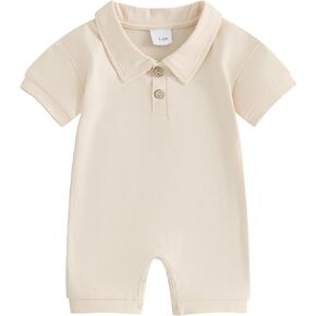 Mubineo Baby Boy Summer Clothes Short Sleeve Romper Jumpsuit Outfits Newborn Infant Basic Plain Cute Outfit