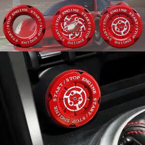 AMOHOMA Push Start Button Cover Rotary Car Start Button Cover Universal Button Decoration Gift Anti-Scratch Protector Ring (Anime-Red 4)