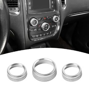 AC Volume Switch Knob Trim Ring Compatible with Dodge Charger 2011+/Challenger 2015+/RAM 2012-2017/Durango 2016-2022/Chrysler 300C 2011+, Aluminum Alloy Interior Accessories 3pcs, Black