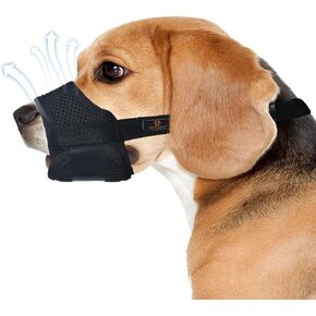 POUYRBA Dog Muzzle, Soft Air Mesh Breathable Muzzle for Small Medium Large Dogs with Adjustable Loop Pet Muzzle Puppy Muzzle for Anti Biting Barking Chewing (M)