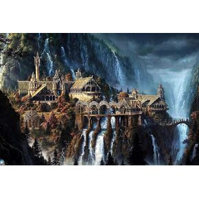 Puzzles for Adults 1000 Pieces,Lord of The Rings Puzzle,Waterfall Town 1000 Piece Puzzle for Adults Artwork Jigsaw Puzzle Family Game Puzzle