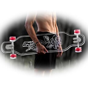 Ghost Long Board, 40 inchGhost Platypus Clear Longboard with Skeleton Hand Rose Design