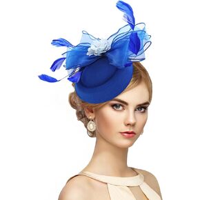 Zinniday Feathers Fascinators Tea Hats - Handmade Women Ladies Cocktail Mesh Flower Kentucky Derby 20s 50s Hat Acessories