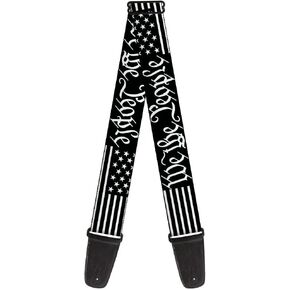 Buckle-Down Guitar Strap, Americana Flag We the People Black White, 2 Inches Wide