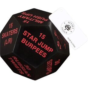 Exercise Dice for Fitness, Gym Workouts, WOD, Home Bodyweight HIIT, and Adult Sports Training - 4 Inches in Diameter - 12 Sided