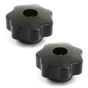 uxcell a13112800ux0695 6 mm Female Thread 40 mm Diameter Black Star Head Clamping Knob 2 Pcs, Metal/Plastic