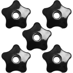 6PCS 5-Point Star-Shaped Knob Threaded Knob Handle, Hand-Twist Rubber Wood Handle Knob Nut Used for Lathes Machinery Equipment Instruments Industrial Equipment 3/8 inches