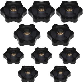LT Easiyl 20pcs Clamping Handle Screw Knobs Star Knob Grip Handle Through Hole Copper Core Female Thread Hexagon Hand Grips Nut (10xM6 10xM8)