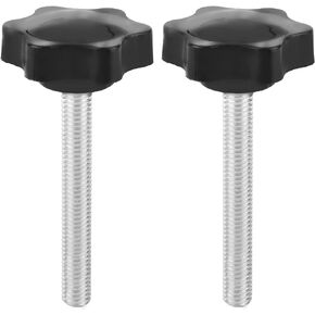 MroMax 2PCS M8x50mm Star Handle Knob Thread Replacement Tightening Screw Quick Disassembly Replacement Parts Clamping Handle Grip Screw Knob Black